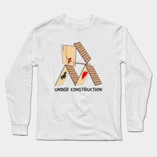 Under construction - Card house Funny deck design Long Sleeve T-Shirt
